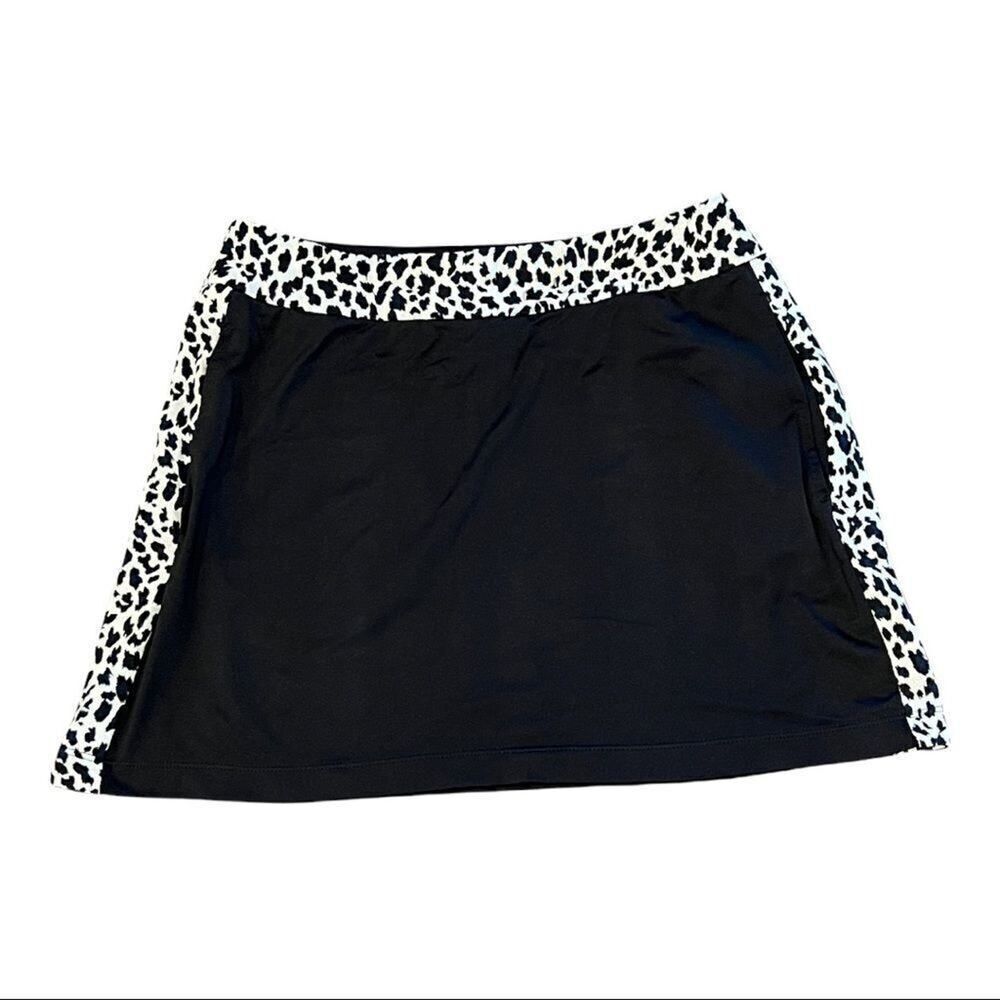 LYLA RENAI Women’s Animal Print Trim Golf/Athletic Skirt Black Size Medium